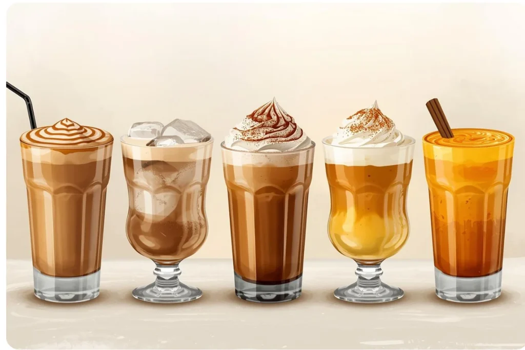 مهمترین انواع لاته عبارت است از لاته کلاسیک، لاته طعمدار، لاته بر پایه نوشیدنیهای گیاهی و ...