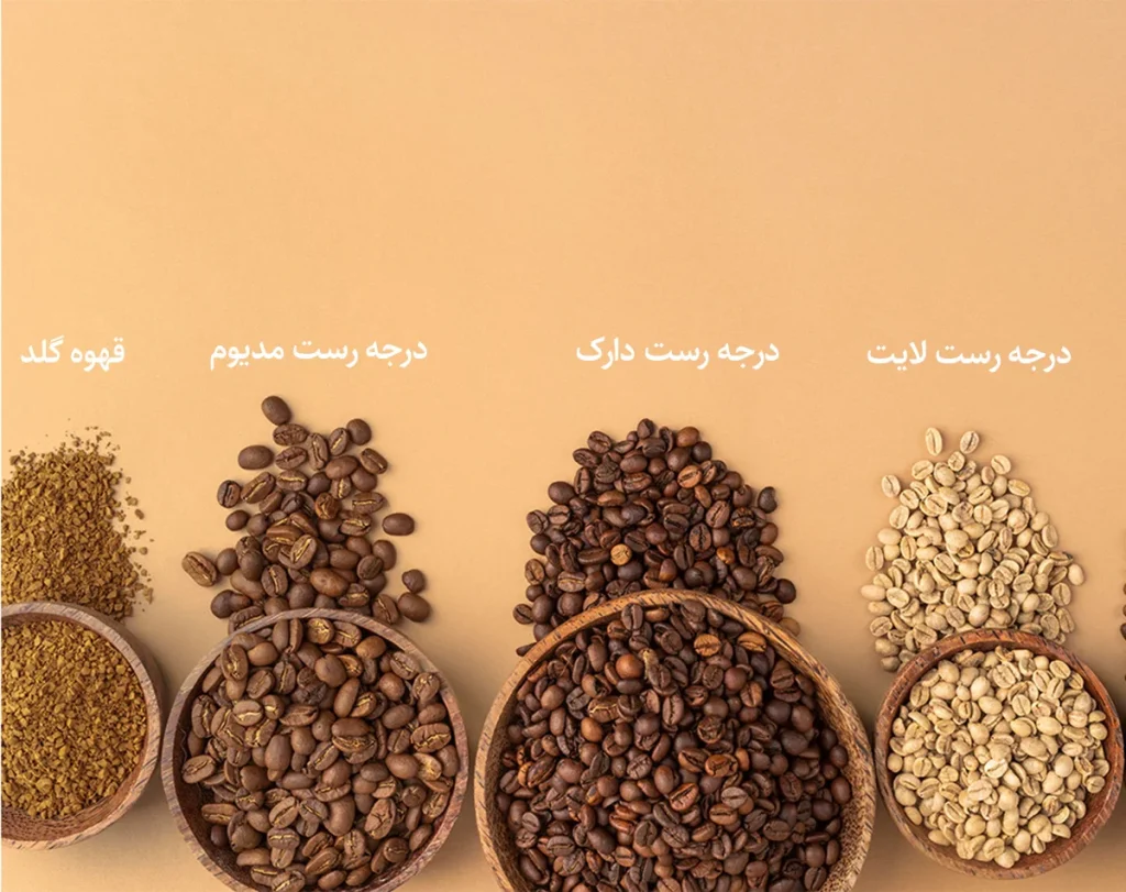 میزان رست دانههای قهوه شامل سه نوع روشن (لایت)، متوسط (مدیوم) و تیره (دارک) است. تفاوت این مدلهای رست در میزان تلخی، رنگ، طعم و کافئین است.