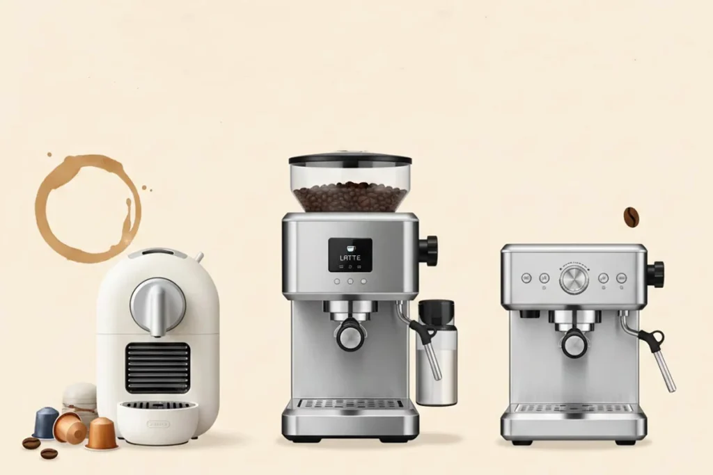 انواع دستگاه اسپرسوساز بر اساس کاربری به خانگی، نیمه‌حرفه‌ای و حرفه‌ای تقسیم می‌شوند.