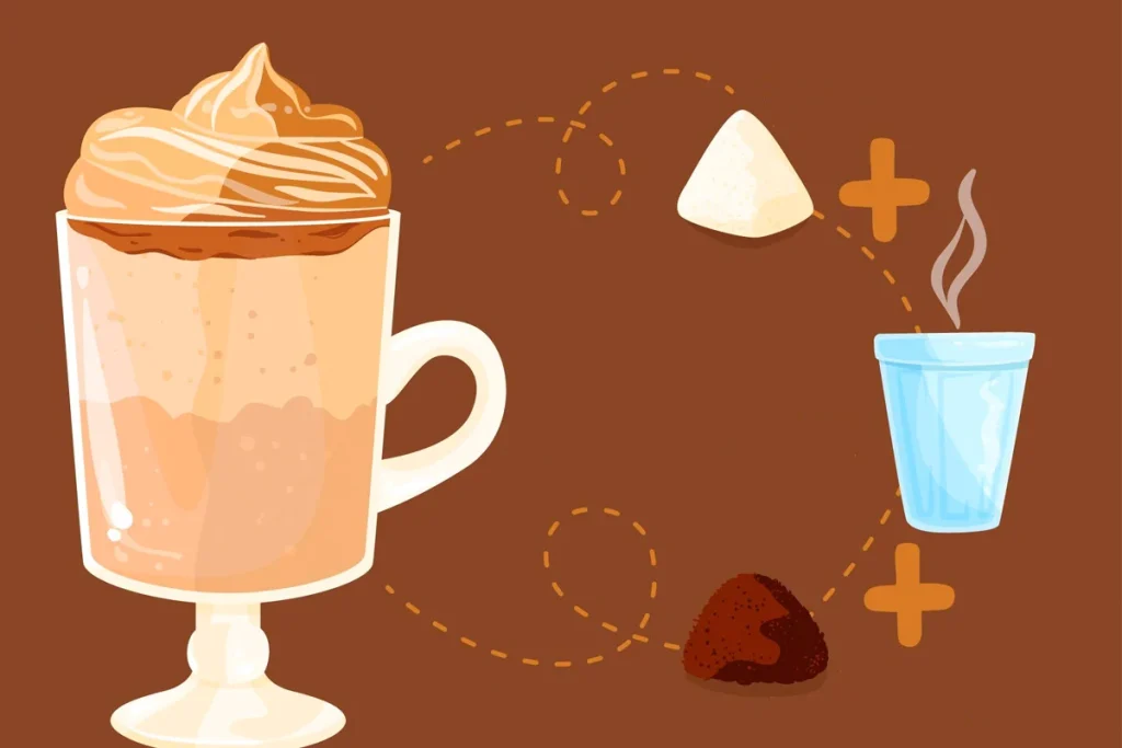 برای درست‌کردن دالگونا تنها به سه ماده اولیه پودر قهوه‌فوری، شکر و آب داغ احتیاج دارید. 