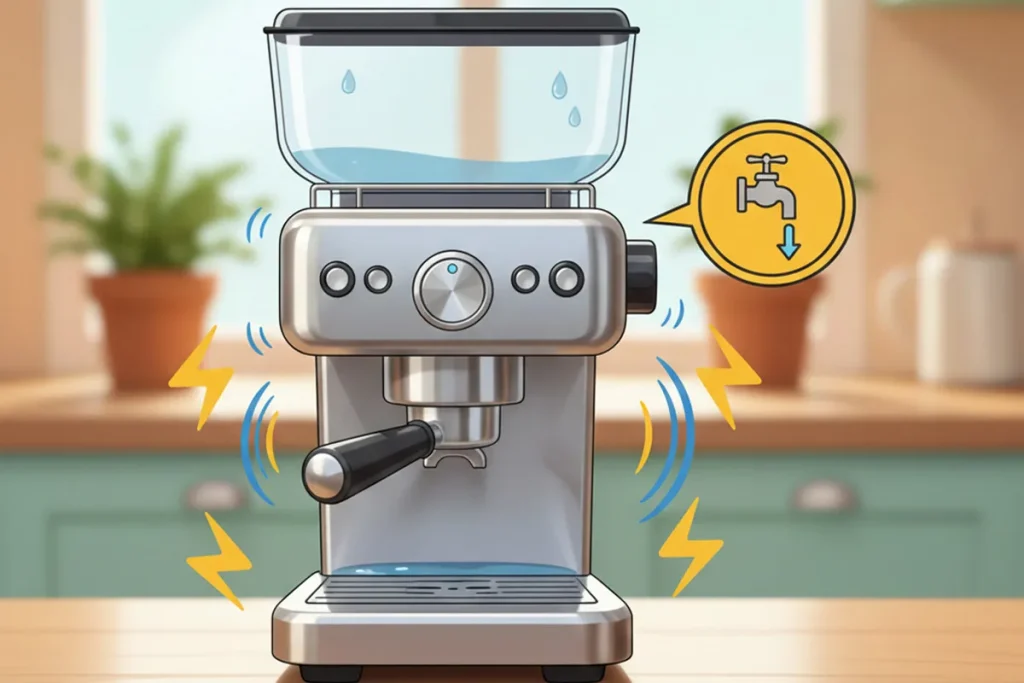 حجم آب داخل دستگاه تاثیر زیادی در عملکرد قهوه‌ساز دارد. 